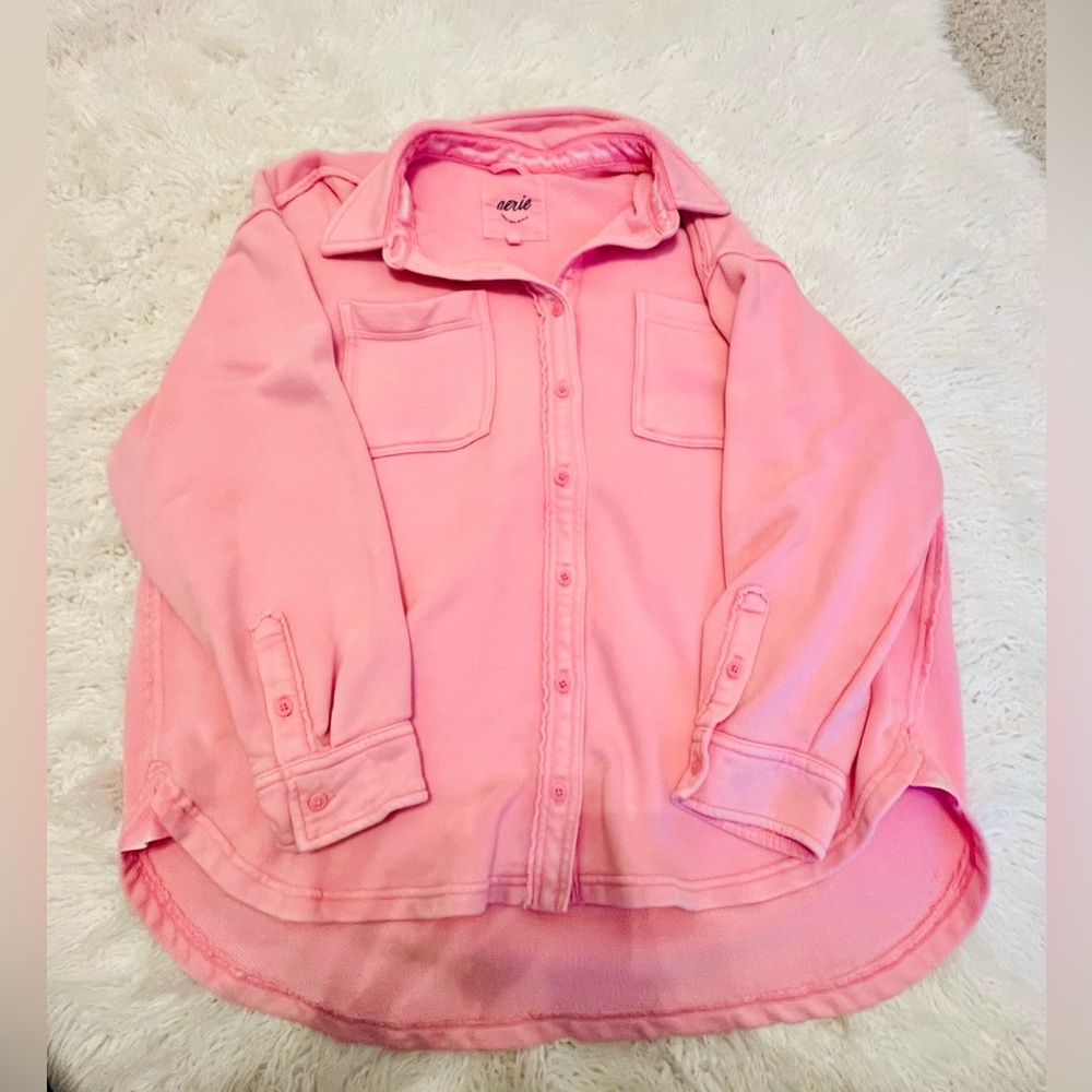 Aerie | Pink Button Down Shirt/Sweatshirt | Size Small